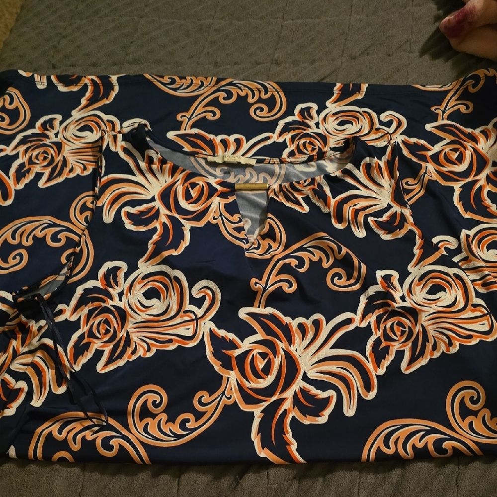 Haani Blue and Orange Patterned Blouse